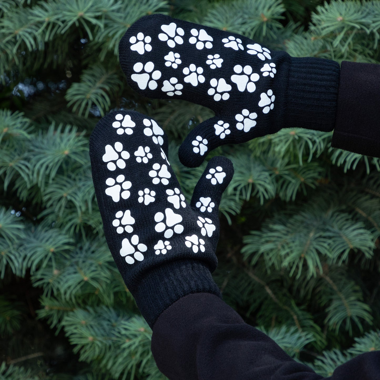 Pretty Paw Print Fleece-Lined Mittens