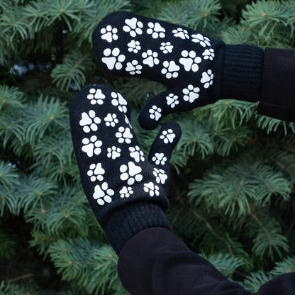 Pretty Paw Print Fleece-Lined Mittens