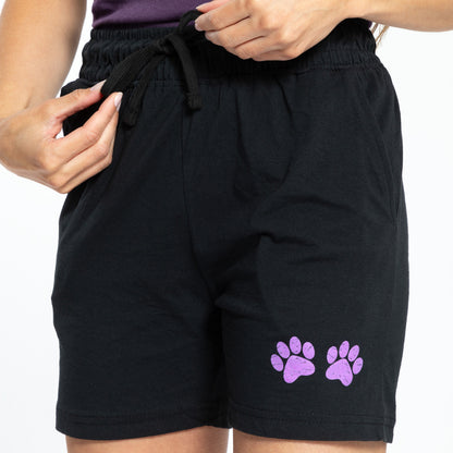 Women's Paw Print  Drawstring Shorts