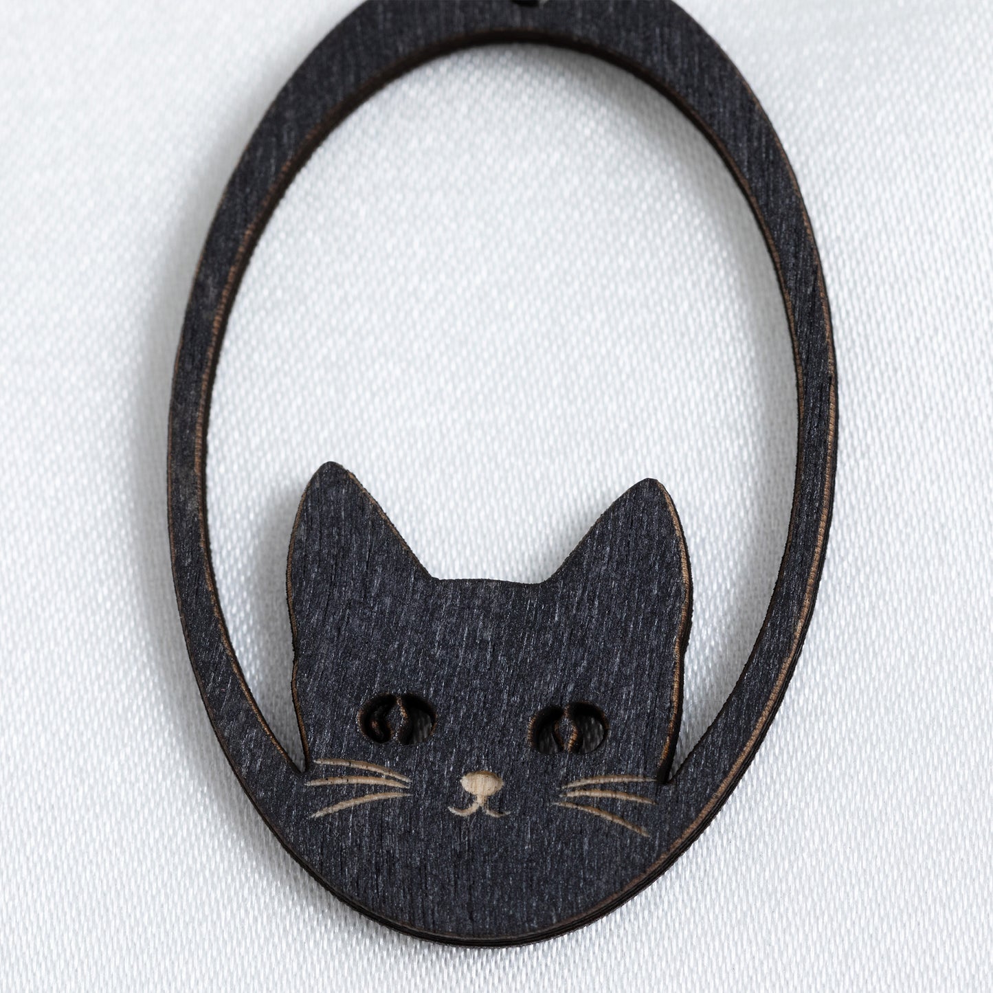 Sneaky Black Cat Wooden Earrings