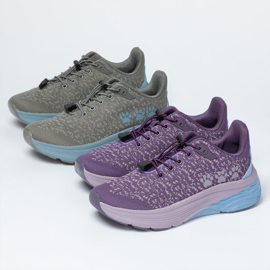 Paw Print Cushioned Walking Shoes with Bungee Laces
