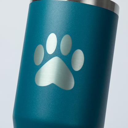 Paw Print Stainless Steel Tumbler with Flip Straw - 30 oz