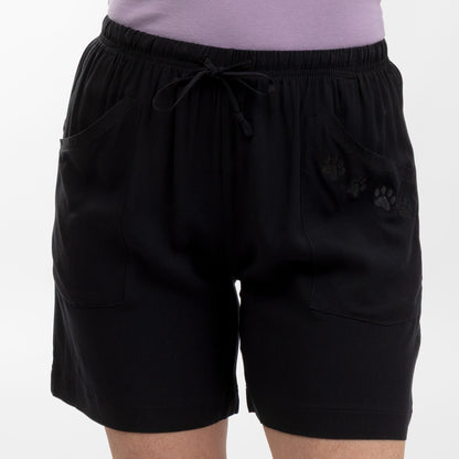 Climbing Paw Print Embroidered Shorts