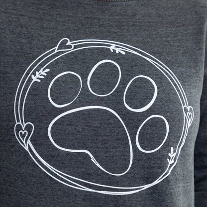 Paw & Hearts Hi-Low Burnout Crew Sweatshirt