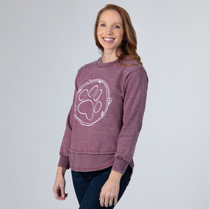 Paw & Hearts Hi-Low Burnout Crew Sweatshirt