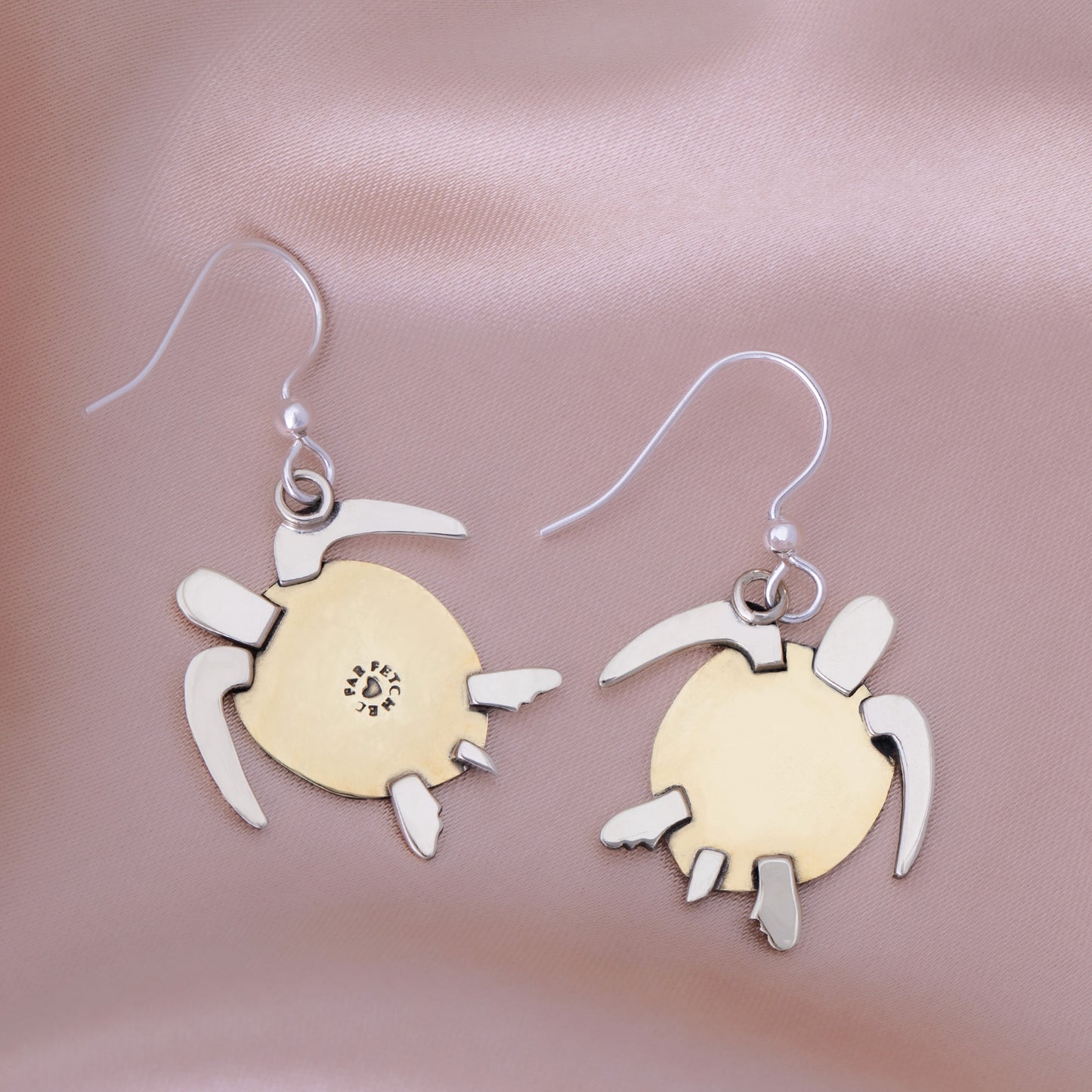 Sweet Sea Turtle Mixed Metal Earrings