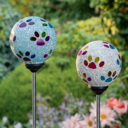 Multicolor Paws Beaded Solar Garden Stake