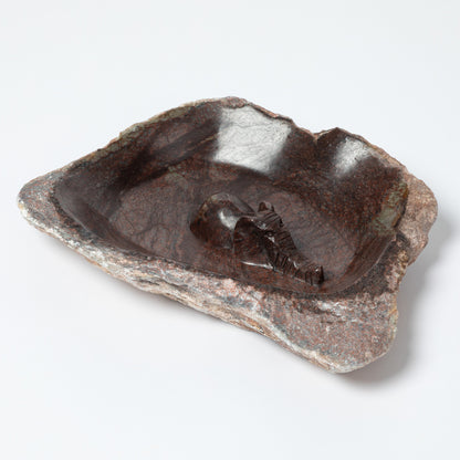 Hand-Carved Serpentine Stone Animal Birdbath