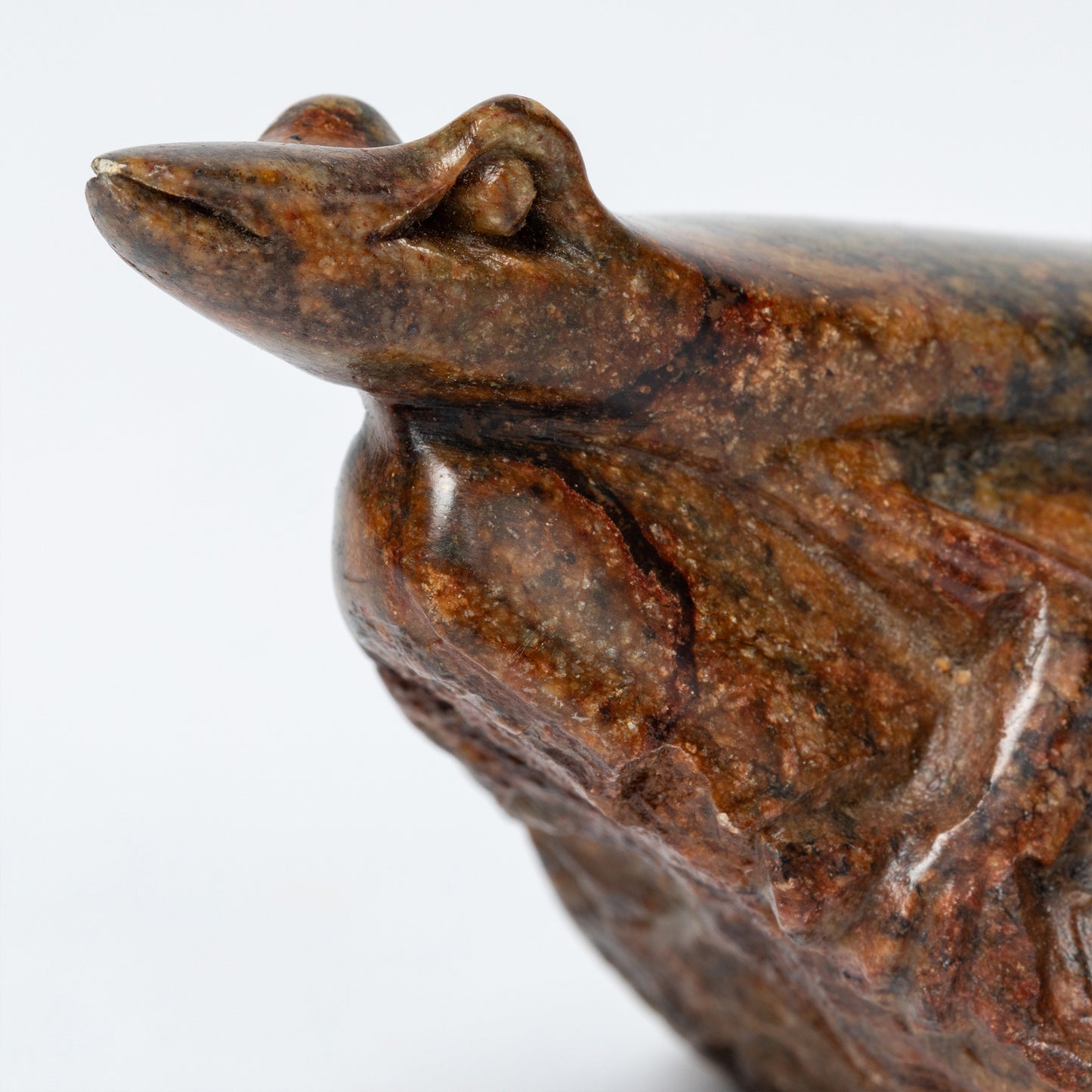 Hand-Carved Lizard on Serpentine Stone Figurine