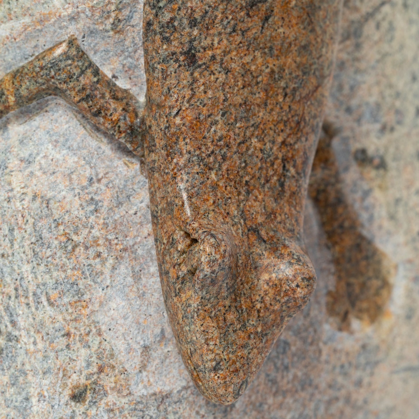 Hand-Carved Lizard on Serpentine Stone Figurine