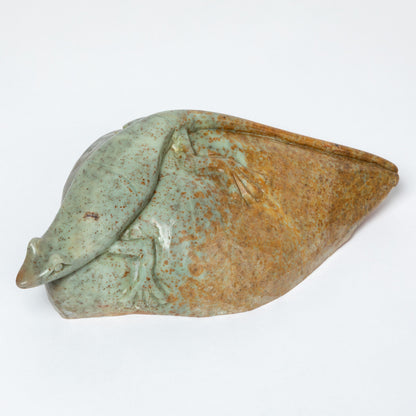 Hand-Carved Lizard on Serpentine Stone Figurine