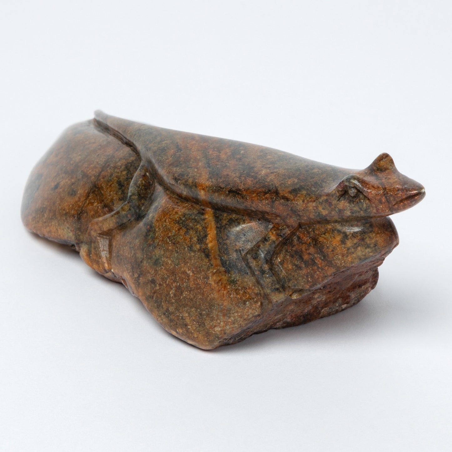 Hand-Carved Lizard on Serpentine Stone Figurine