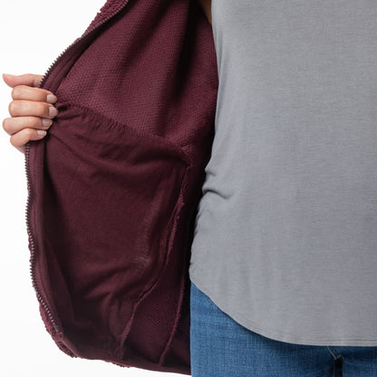 Paw Print Sherpa Full Zip Hooded Jacket with Zippered Side Pockets