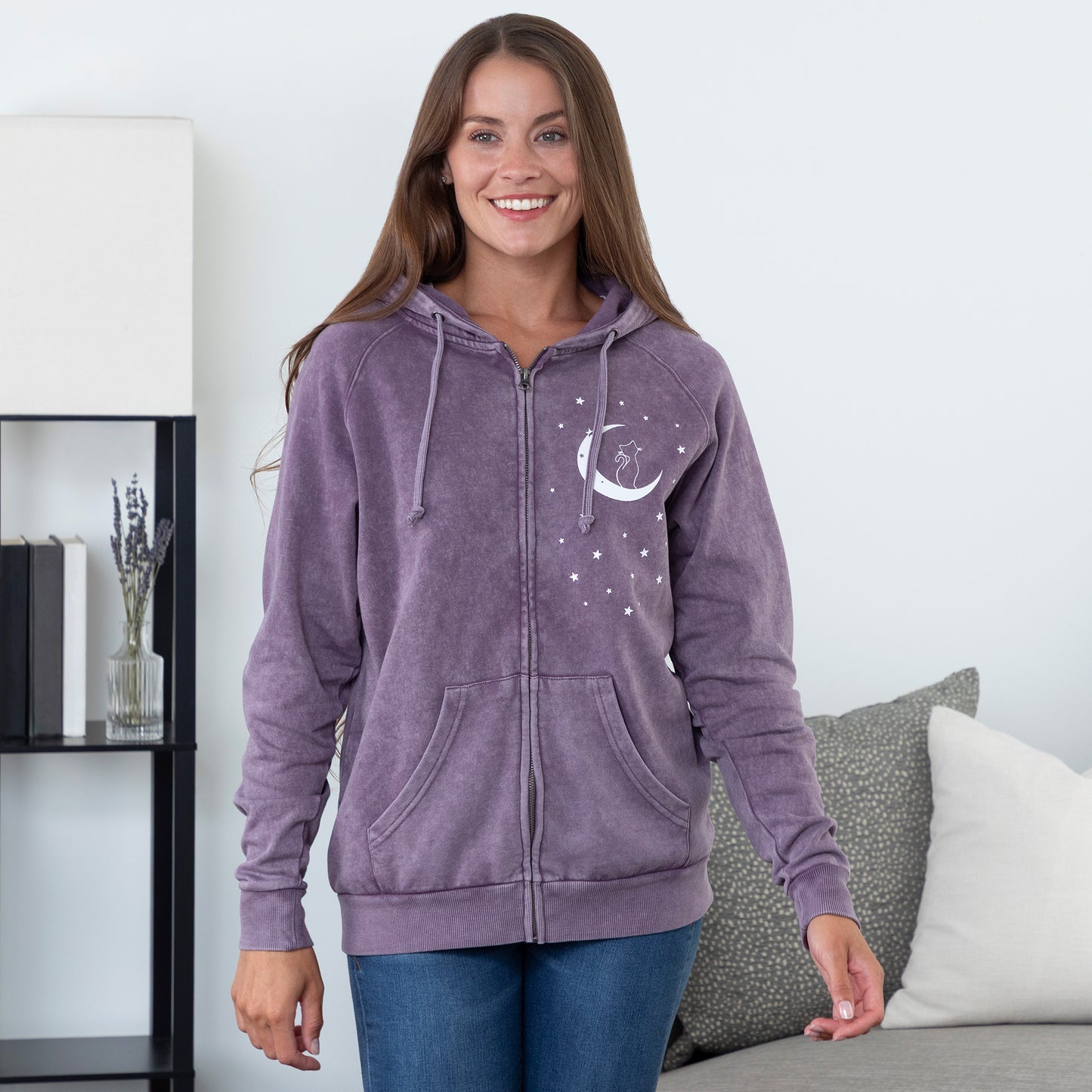 Pet & Moon Mineral Wash Zip Hoodie