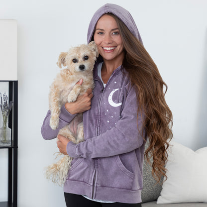 Pet & Moon Mineral Wash Zip Hoodie