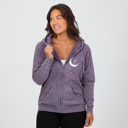 Pet & Moon Mineral Wash Zip Hoodie
