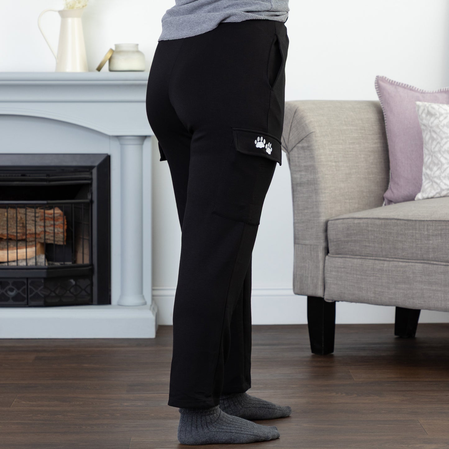 Paw Print Casual Stretch Cargo Pants