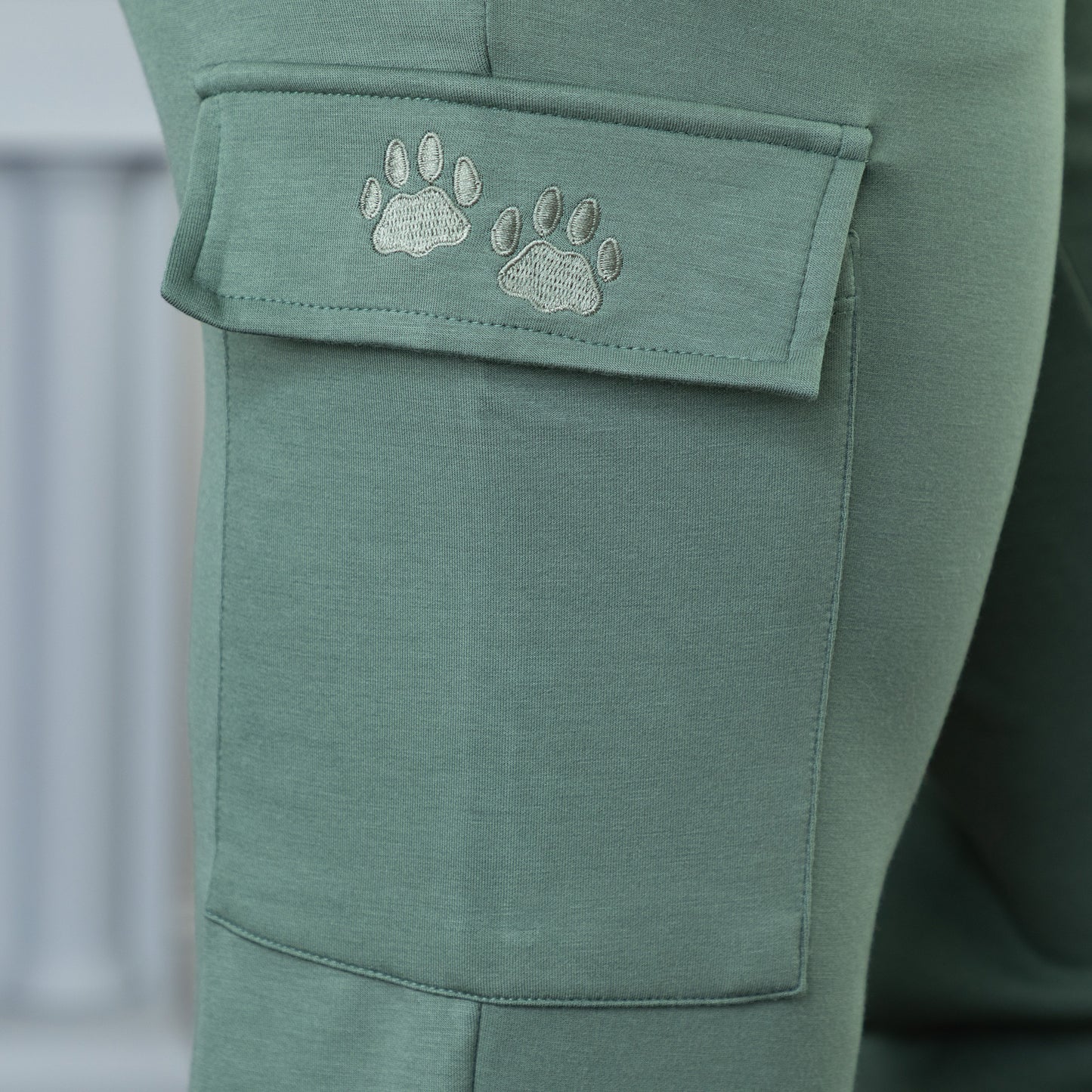 Paw Print Casual Stretch Cargo Pants