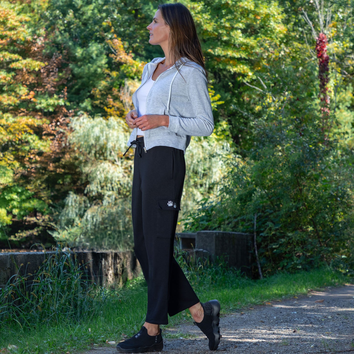 Paw Print Casual Stretch Cargo Pants