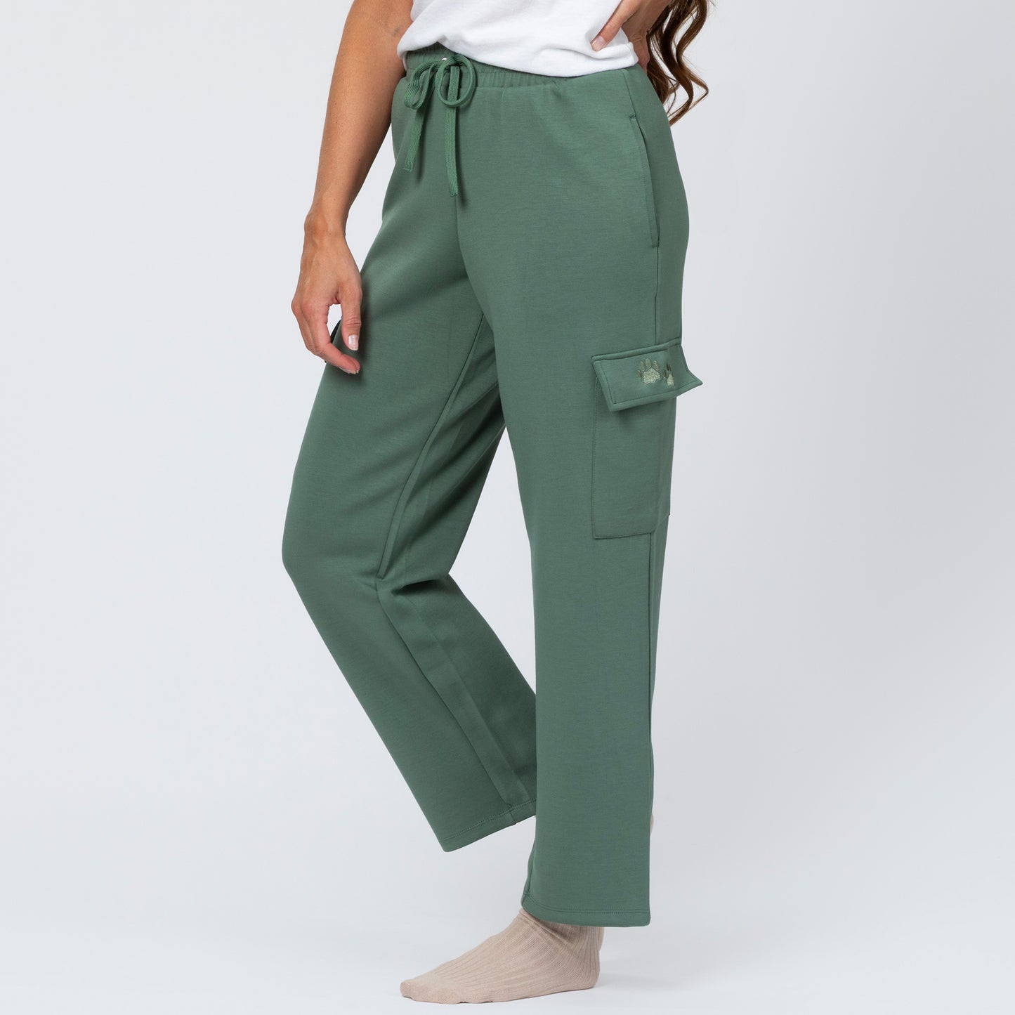 Paw Print Casual Stretch Cargo Pants