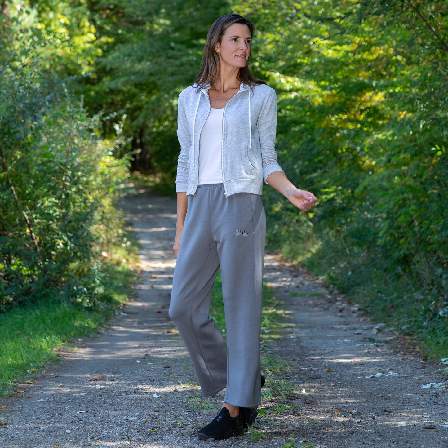 Paw Print Side Panel Flare Pants with Pockets