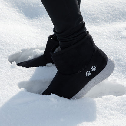 Paw Print Slide-in Lightweight Faux Fur Lined Ankle Boots