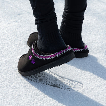 Paw Print Embroidered Indoor/Outdoor Slide-in Slipper Shoes