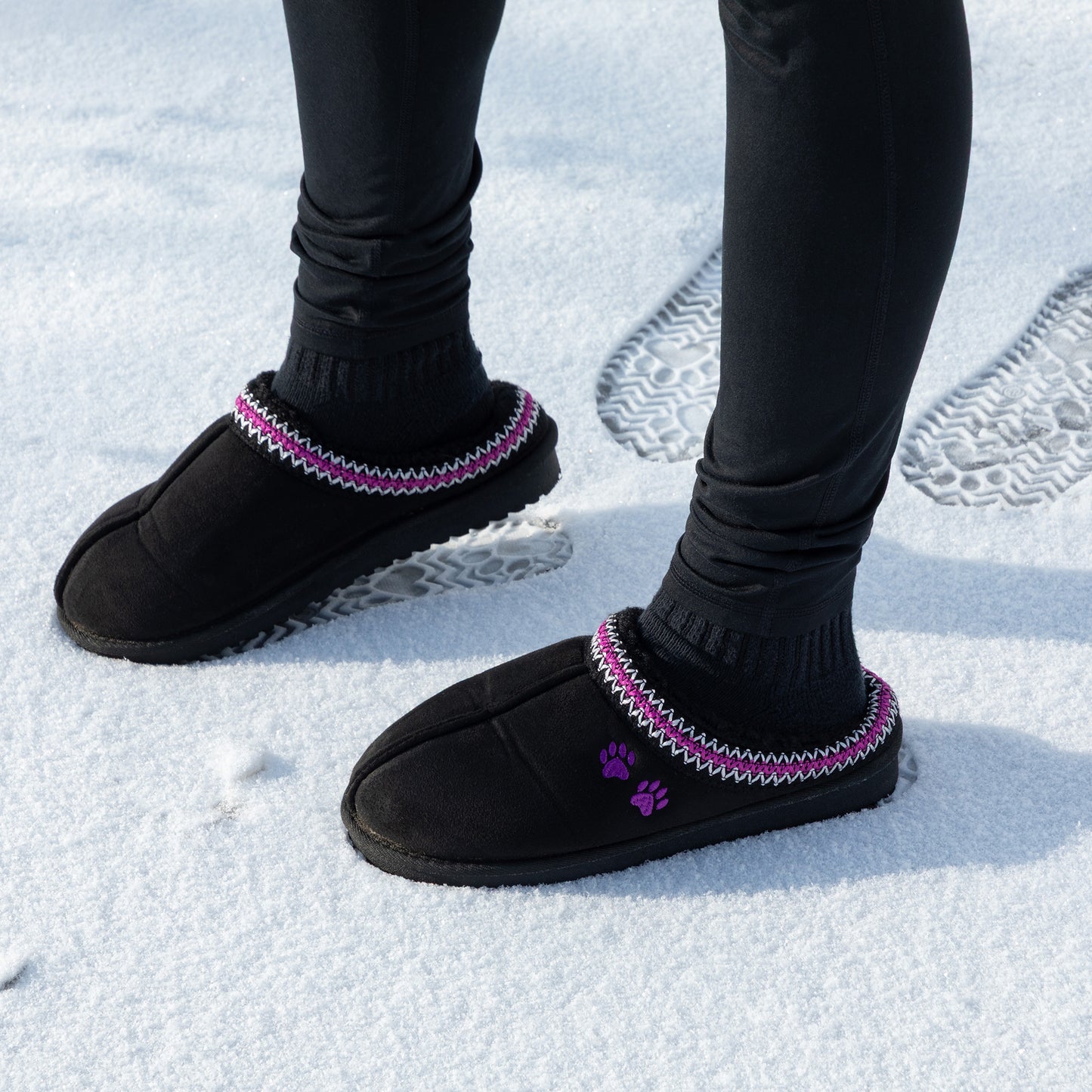 Paw Print Embroidered Indoor/Outdoor Slide-in Slipper Shoes