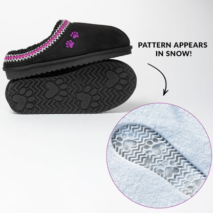 Paw Print Embroidered Indoor/Outdoor Slide-in Slipper Shoes