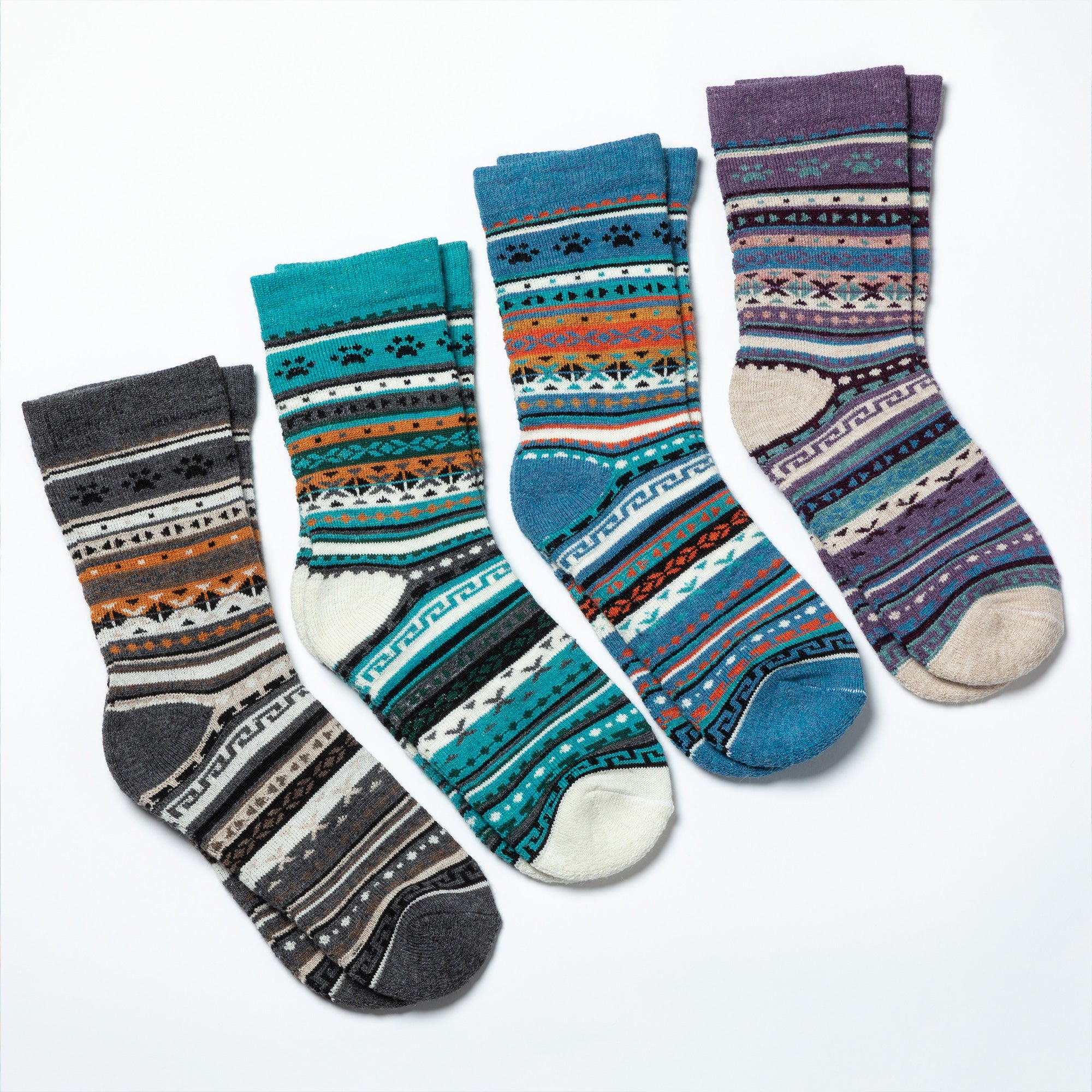 Paw Print Alpaca Crew Socks | The Animal Rescue Site