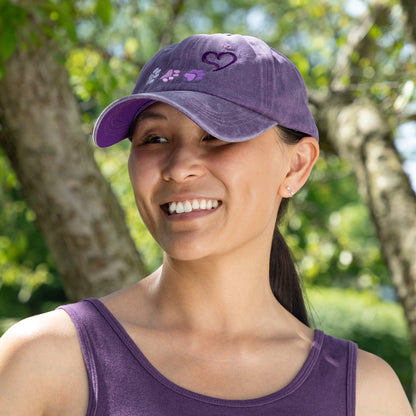 Paws To My Heart Distressed Cotton Baseball Cap