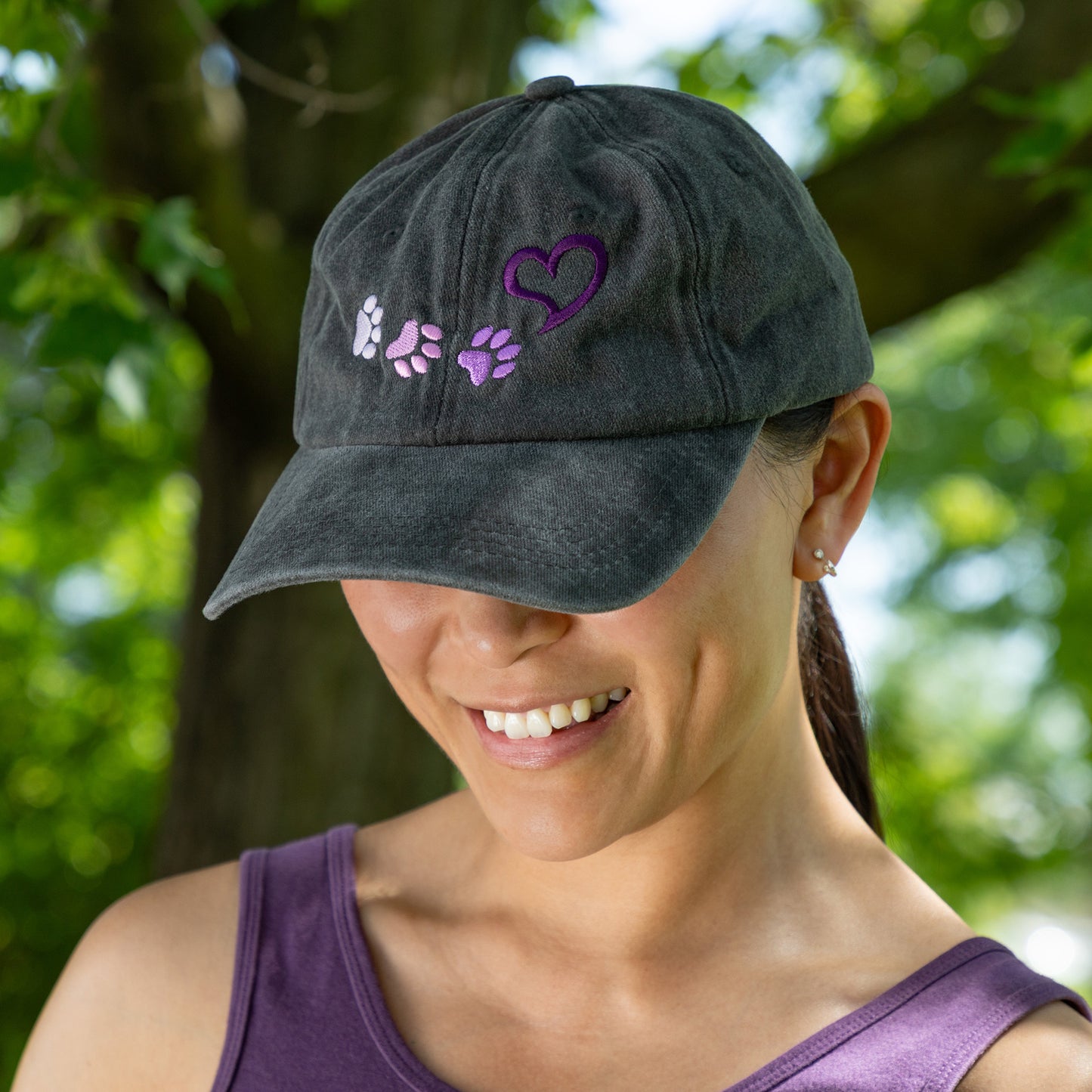 Paws To My Heart Distressed Cotton Baseball Cap