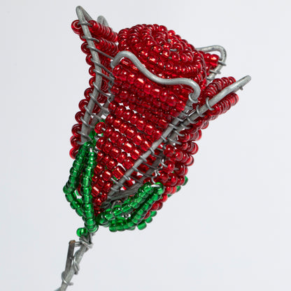 Hand-Beaded Rose Decoration