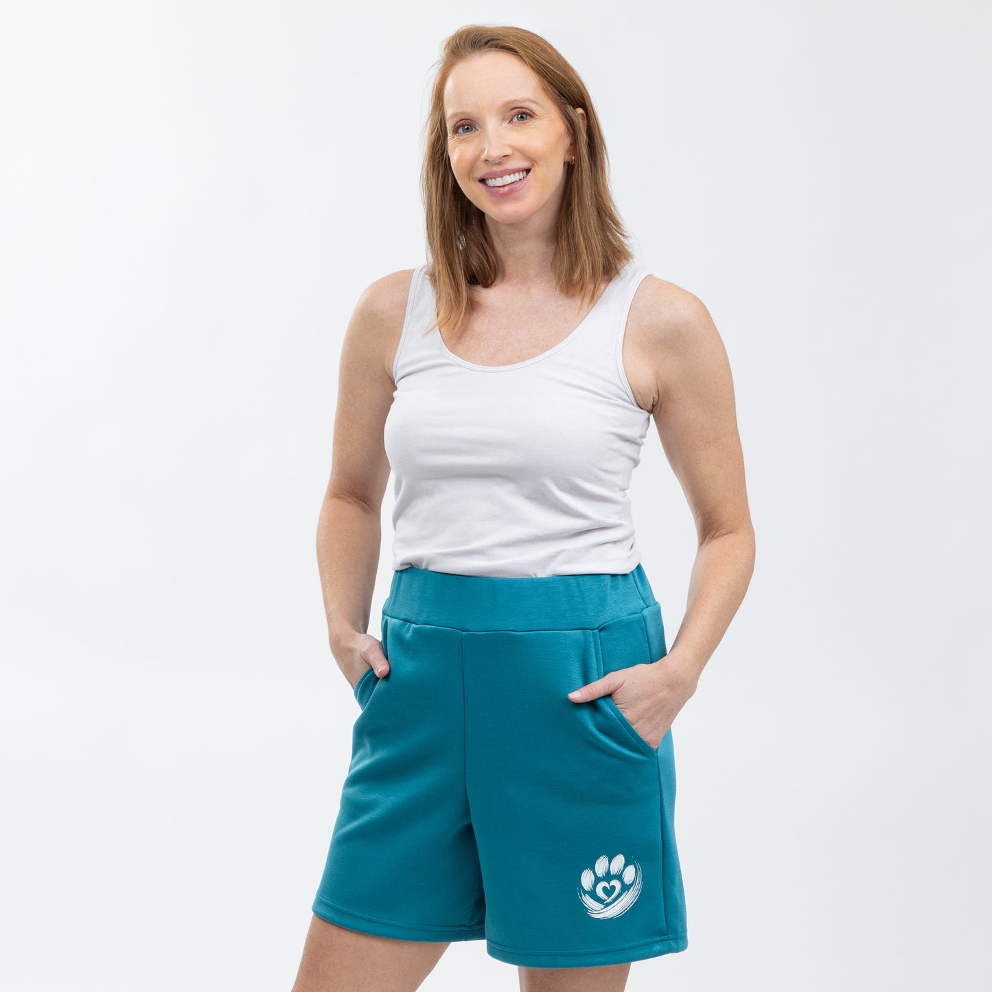 Paws of Love High Waist Stretch Shorts with Pockets