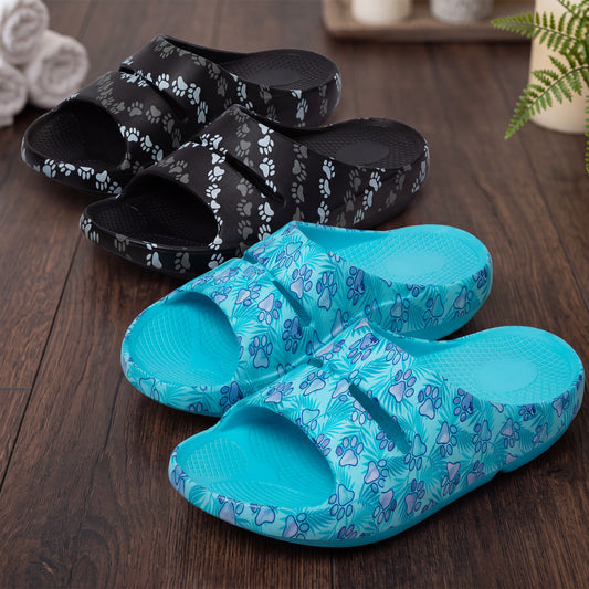 Paw Print Recovery Shock-Absorbing Traction Slide Sandals