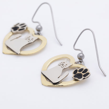 Cat & Dog Mixed Metal Earrings | Handmade, Fair Trade