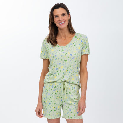 Paws in Bloom Ultra-Soft Ribbed Pajama Short Set