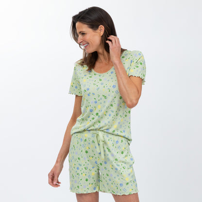 Paws in Bloom Ultra-Soft Ribbed Pajama Short Set