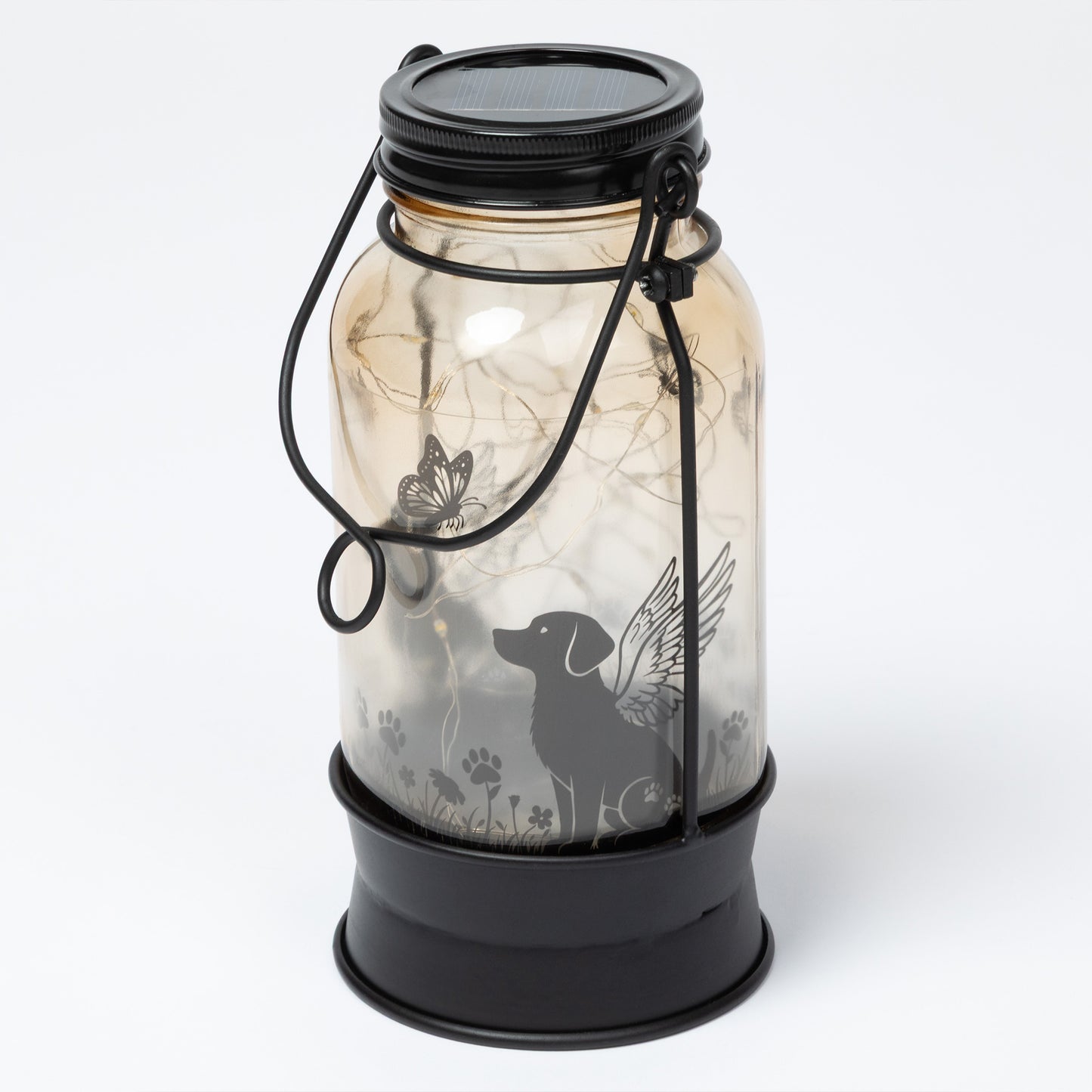 Solar lantern with decorative design on a white background