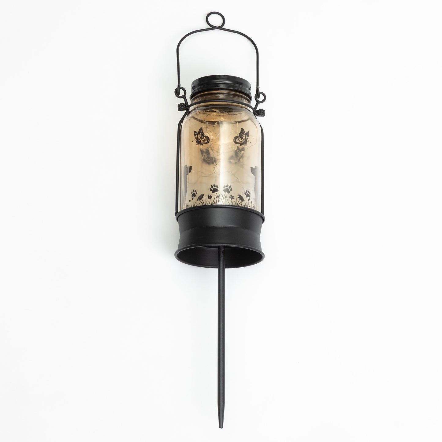 Decorative lantern with butterfly design on a white background