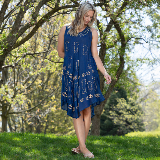 Golden Cats Sleeveless Lightweight Dress with Pockets