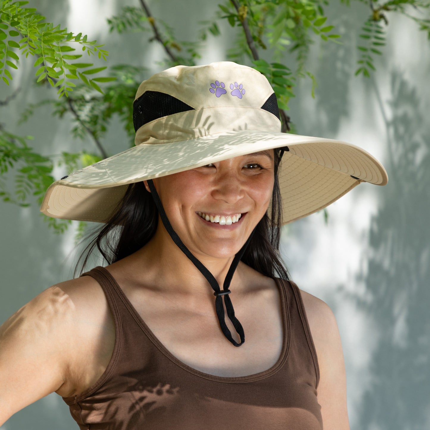 Adjustable UPF 50+ Wide Brim Paw Print Sun Hat