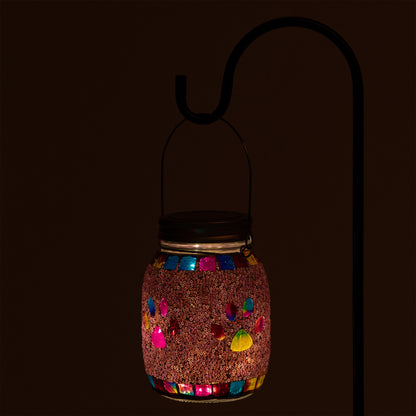 Decorative lantern with colorful lights on a dark background