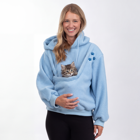 Pet Carrier Hoodie Sweatshirt | Fleece Dog & Cat Sling Hoodie with Front Pocket