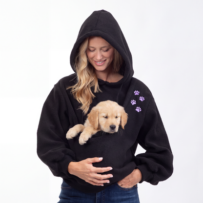 Pet Carrier Hoodie Sweatshirt | Fleece Dog & Cat Sling Hoodie with Front Pocket