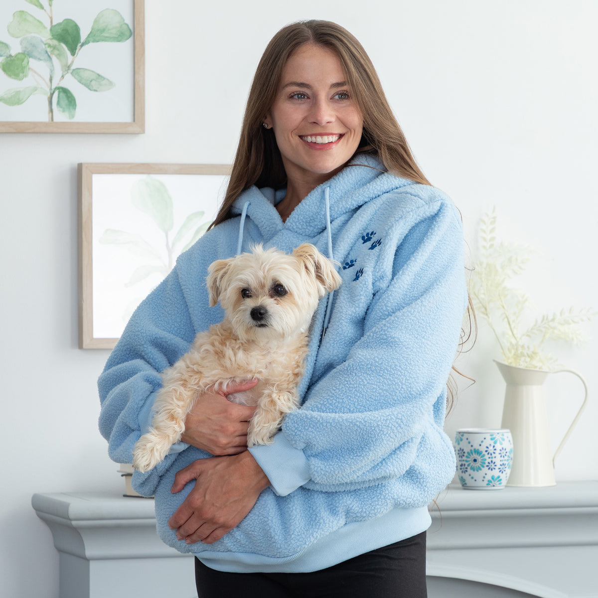 Pet Carrier Hoodie Sweatshirt | Fleece Dog & Cat Sling Hoodie with Front Pocket