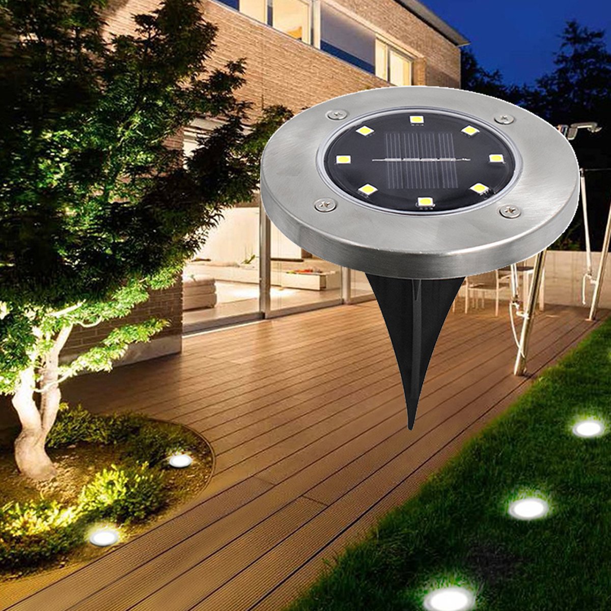 Solar Powered Outdoor Pathway LED Lights - Set of 4