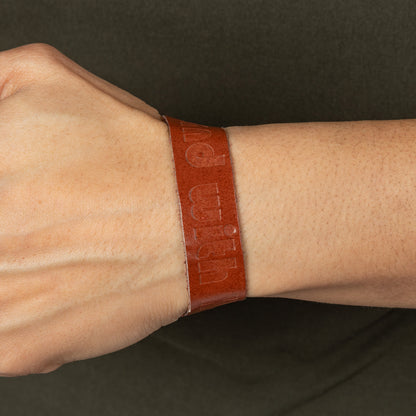 Recycled Leather Stand With Haiti Bracelet