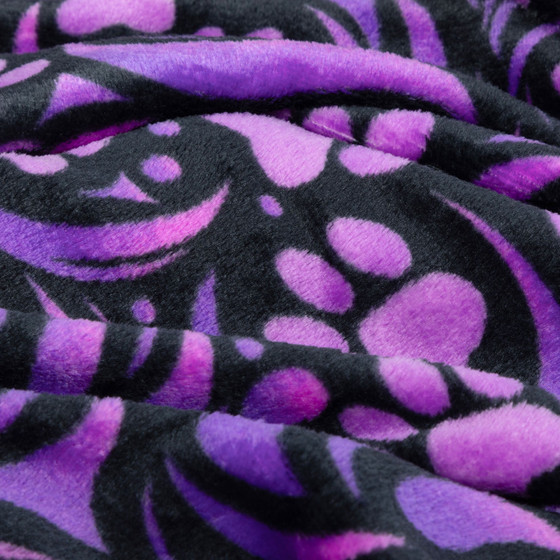 Close-up of purple and black patterned fabric
