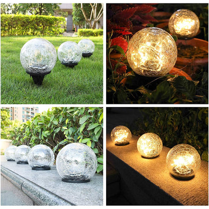 Cracked Glass Ball Outdoor Solar Light - Set of 2